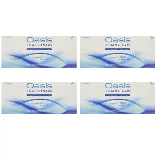 125 Vials Oasis Tears Plus Preservative-Free Lubricant Eye Drops (4 Boxes, 30 Vials each and a 5 Vial Packet)