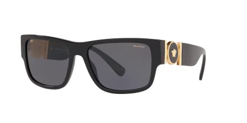 Versace Man Sunglasses Black Frame, Dark Grey Polar Lenses, 58MM