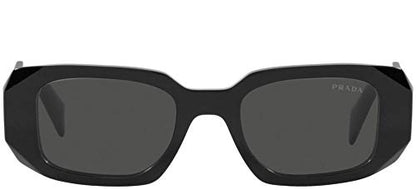 Prada PR 17WS 1AB5S0 Black Plastic Rectangle Sunglasses Grey Lens