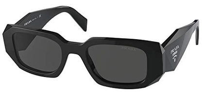 Prada PR 17WS 1AB5S0 Black Plastic Rectangle Sunglasses Grey Lens