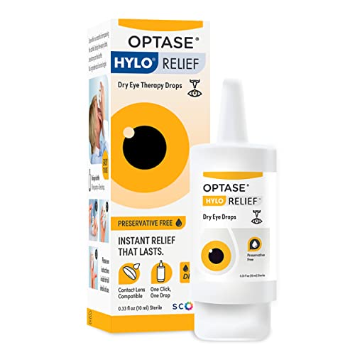 OPTASE HYLO Relief Dry Eye Drops - Fast-Acting Preservative Free Eye Drops for Dry Eyes - With Patented HYLO Delivery System - Artificial Tears for Mild to Moderate Dry Eye Relief - .33 Oz, 300 Doses